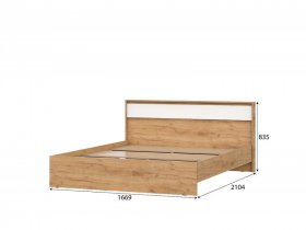 Кровать двойная 160*200 см Некст 1 Дуб Золотой/Белый в Урае - uraj.germes-mebel.ru | фото