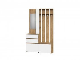 Вешалка с зеркалом Дуб Золотой/Белый Некст 1 в Урае - uraj.germes-mebel.ru | фото