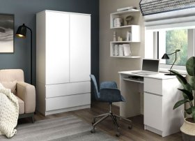 Шкаф Мори МШ 900.1, 2двери, 2 ящика, белый в Урае - uraj.germes-mebel.ru | фото