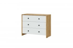 Комод 3 ящика Дольче, Дуб Золотой/Белый в Урае - uraj.germes-mebel.ru | фото