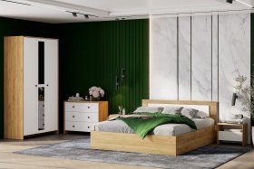Спальня Дольче Дуб Золотой/Белый в Урае - uraj.germes-mebel.ru | фото