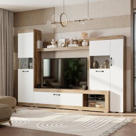 Гостиная Тесла дуб каньон/белый в Урае - uraj.germes-mebel.ru | фото