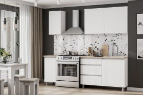 Кухонный гарнитур Денвер (1,6м) Белый/Дуб Сонома в Урае - uraj.germes-mebel.ru | фото