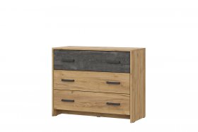 Комод 3 ящика МСП 1 Дуб Золотой/Камень темный в Урае - uraj.germes-mebel.ru | фото