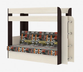 Кровать 2-х ярусная с диваном Карамель 75 (Музыка) Анкор светлый/Бодега темный в Урае - uraj.germes-mebel.ru | фото