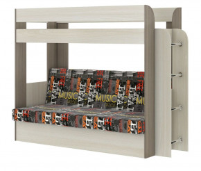 Кровать 2-х ярусная с диваном Карамель 75 (Музыка) Ясень шимо светлый/темный в Урае - uraj.germes-mebel.ru | фото