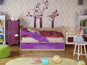 Кровать Дельфин-1 800*1600 (Фиолетовый металлик/дуб крафт белый) в Урае - uraj.germes-mebel.ru | фото