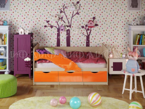 Кровать Дельфин-1 800*1600 (Оранжевый металлик/дуб крафт белый) в Урае - uraj.germes-mebel.ru | фото