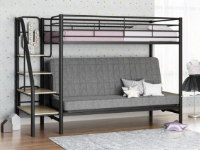 Кровать двухъярусная с диваном "Мадлен-3" (Черный/Серый) в Урае - uraj.germes-mebel.ru | фото