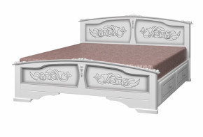 ЕЛЕНА Кровать из массива 1600 (Белый жемчуг) с 2-мя ящиками в Урае - uraj.germes-mebel.ru | фото