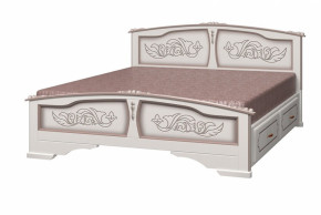 ЕЛЕНА Кровать из массива 1400 (Дуб Молочный) с 2-мя ящиками в Урае - uraj.germes-mebel.ru | фото
