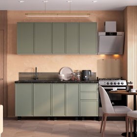 Кухня 1,8 м Астрид эвкалипт софт в Урае - uraj.germes-mebel.ru | фото