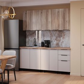 Кухня 1,8 м Эко кашемир/дуб смоки в Урае - uraj.germes-mebel.ru | фото