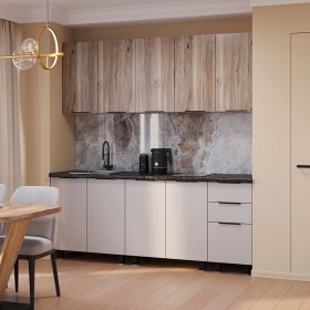 Кухня 2,0 м Эко кашемир/дуб смоки в Урае - uraj.germes-mebel.ru | фото
