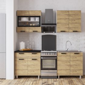 Кухня Крафт 1,6 м Крафт/Черный янтарь в Урае - uraj.germes-mebel.ru | фото