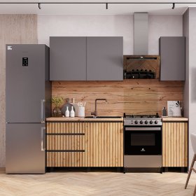 Кухня Шерлок 1,6 м Графит/Крафт в Урае - uraj.germes-mebel.ru | фото