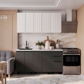 Кухня София 1,6 м графит нубук/эмаль белая в Урае - uraj.germes-mebel.ru | фото