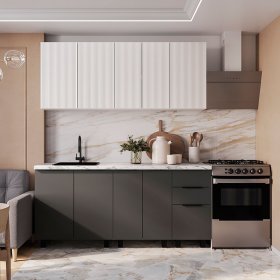 Кухня София 1,8 м графит нубук/эмаль белая в Урае - uraj.germes-mebel.ru | фото