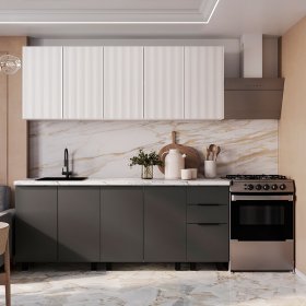 Кухня София 2,0 м графит нубук/эмаль белая в Урае - uraj.germes-mebel.ru | фото