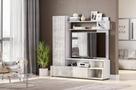 Мебель для гостиной МГС 9 Белый/Цемент светлый в Урае - uraj.germes-mebel.ru | фото