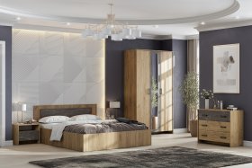 Спальня МСП 1 Дуб Золотой/Камень темный в Урае - uraj.germes-mebel.ru | фото