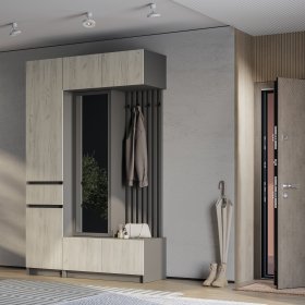Прихожая Багира графит/дуб крафт белый в Урае - uraj.germes-mebel.ru | фото