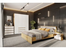 Спальный гарнитур Некст 1 Дуб Золотой/Белый в Урае - uraj.germes-mebel.ru | фото