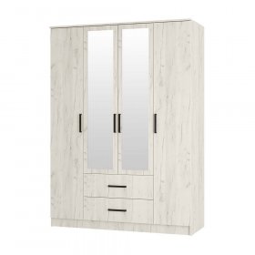 Шкаф 4-х створчатый Фиеста дуб крафт белый в Урае - uraj.germes-mebel.ru | фото