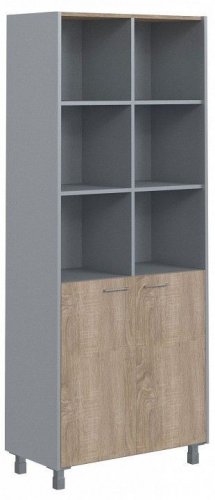 Стеллаж комбинированный Offix New OHC 87.5, дуб сонома/металлик в Урае - uraj.germes-mebel.ru | фото