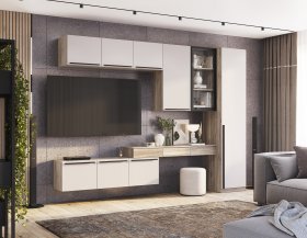 Стенка Урбан композиция 1 Дуб смоки/Кашемир в Урае - uraj.germes-mebel.ru | фото